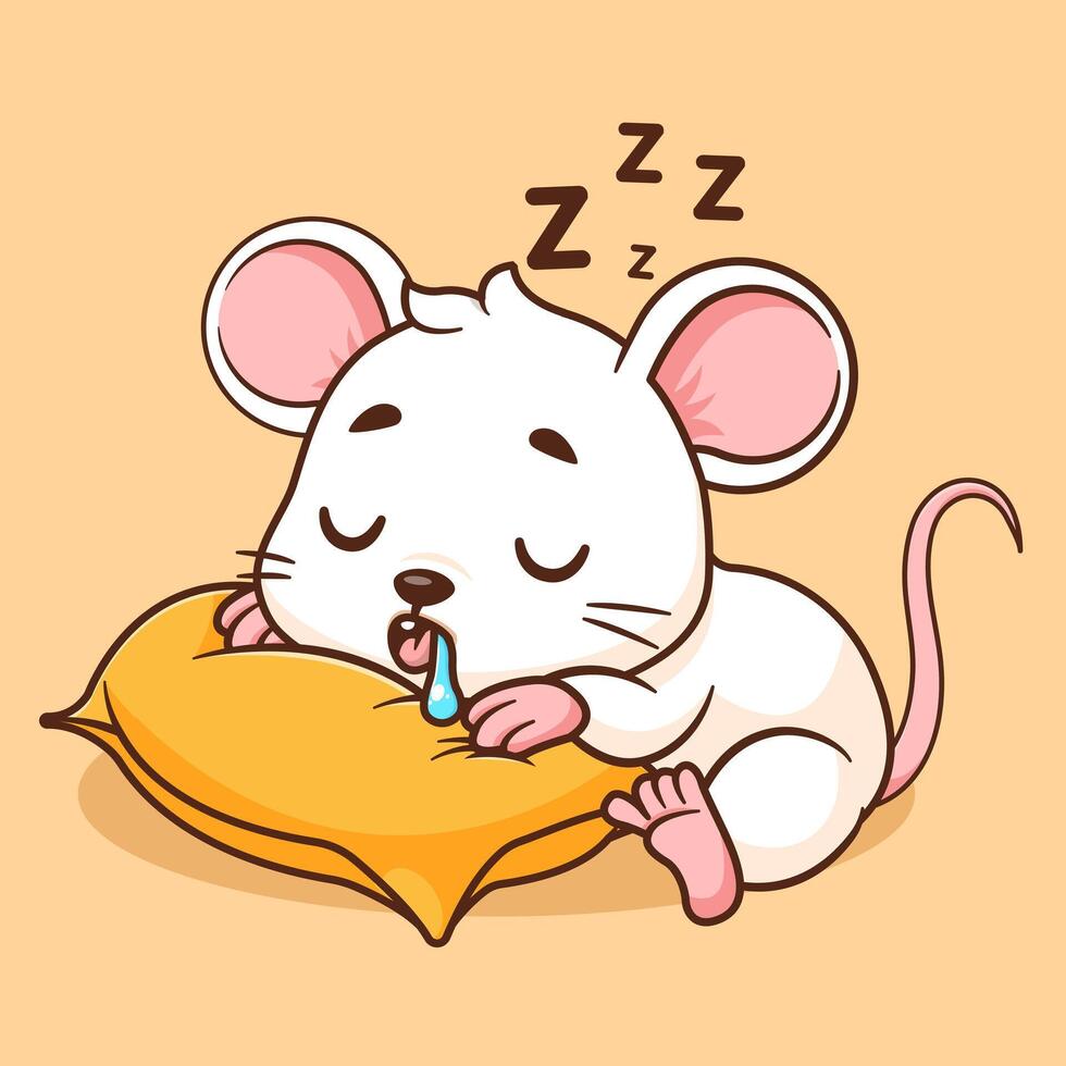 linda ratón dormido con almohada dibujos animados vector icono ilustración. animal naturaleza icono concepto aislado vector plano dibujos animados estilo