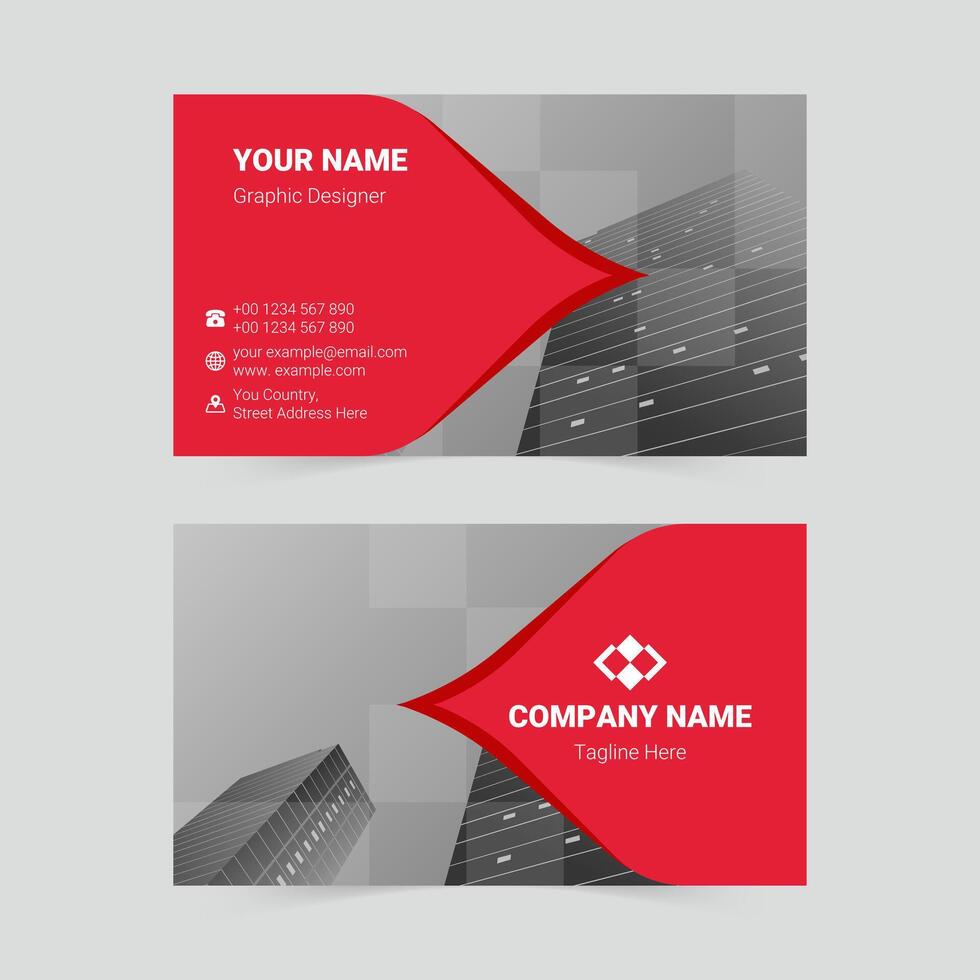 Red modern business card template vector