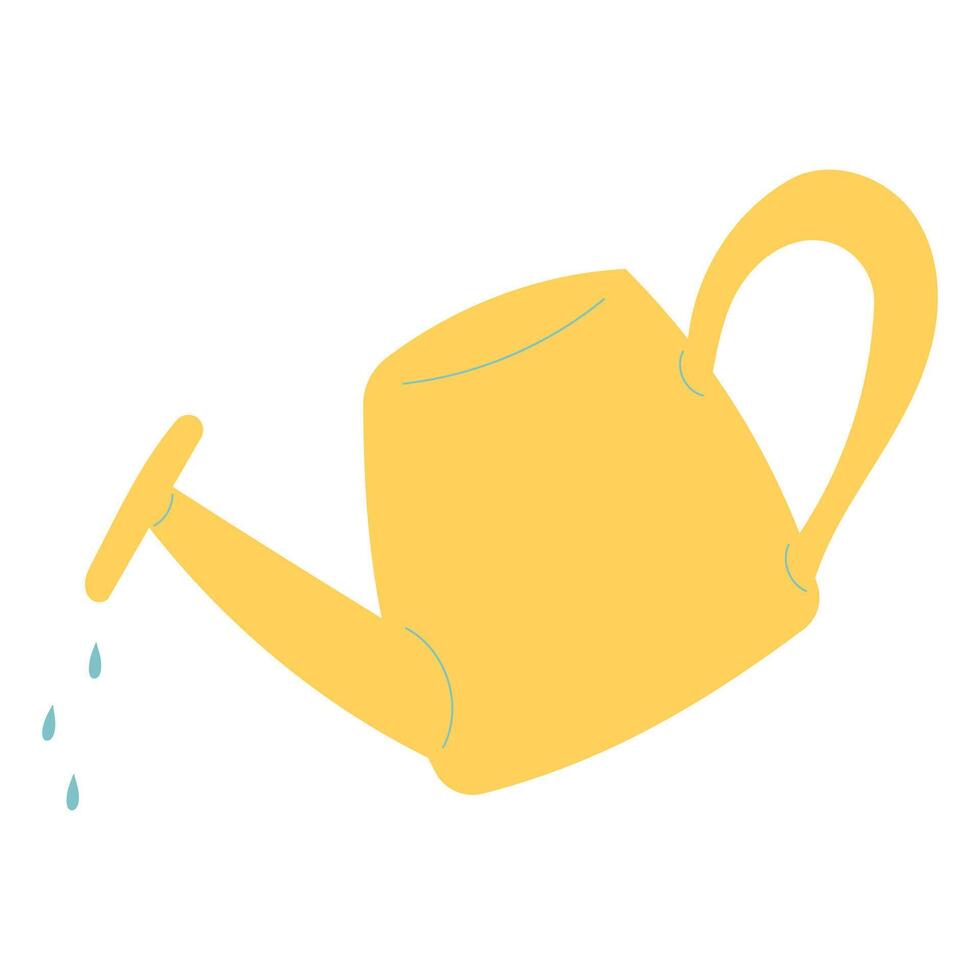 garden watering can water drops icon element vector