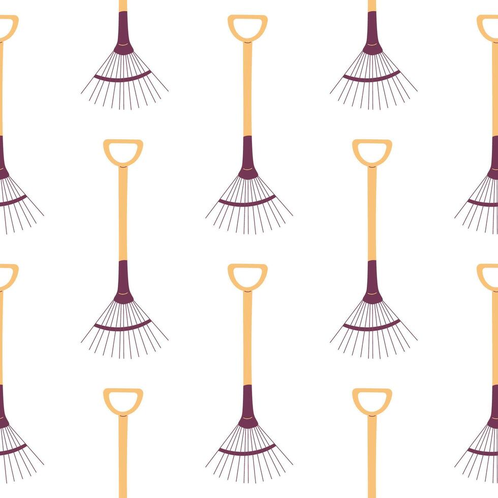 garden tool set care colored pattern textile vector