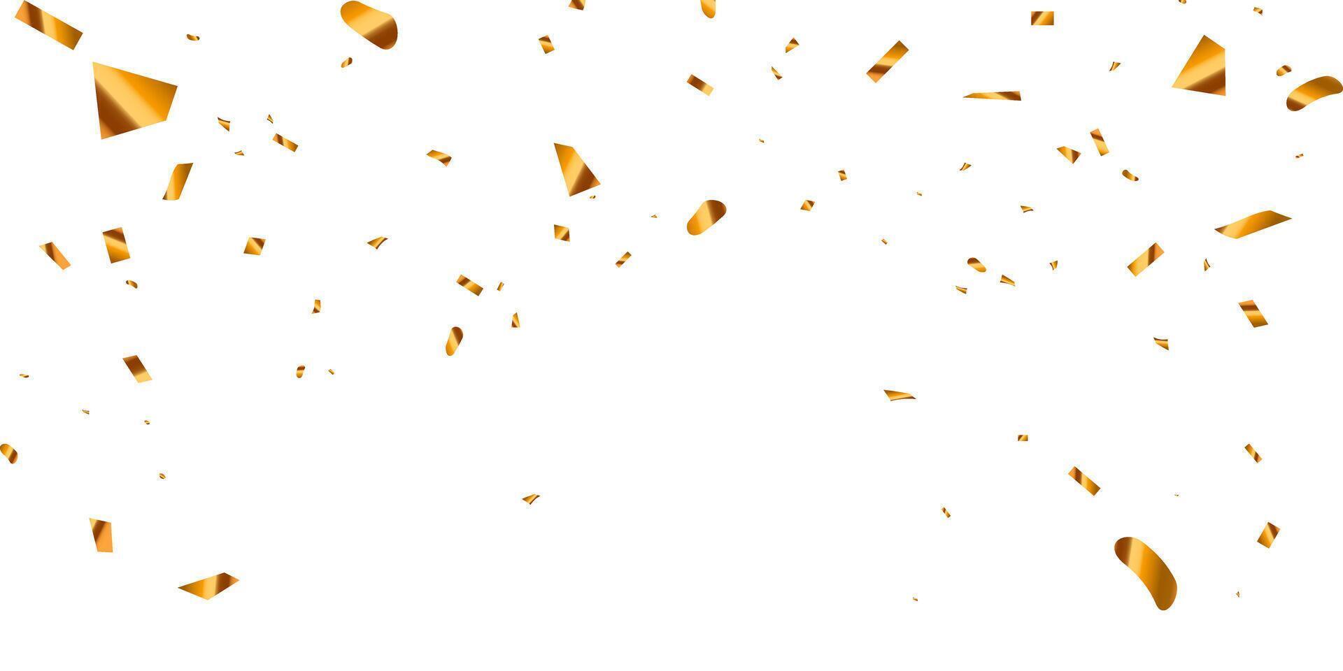 Golden confetti and zigzag ribbon falling from above Streamers, tinsel vector