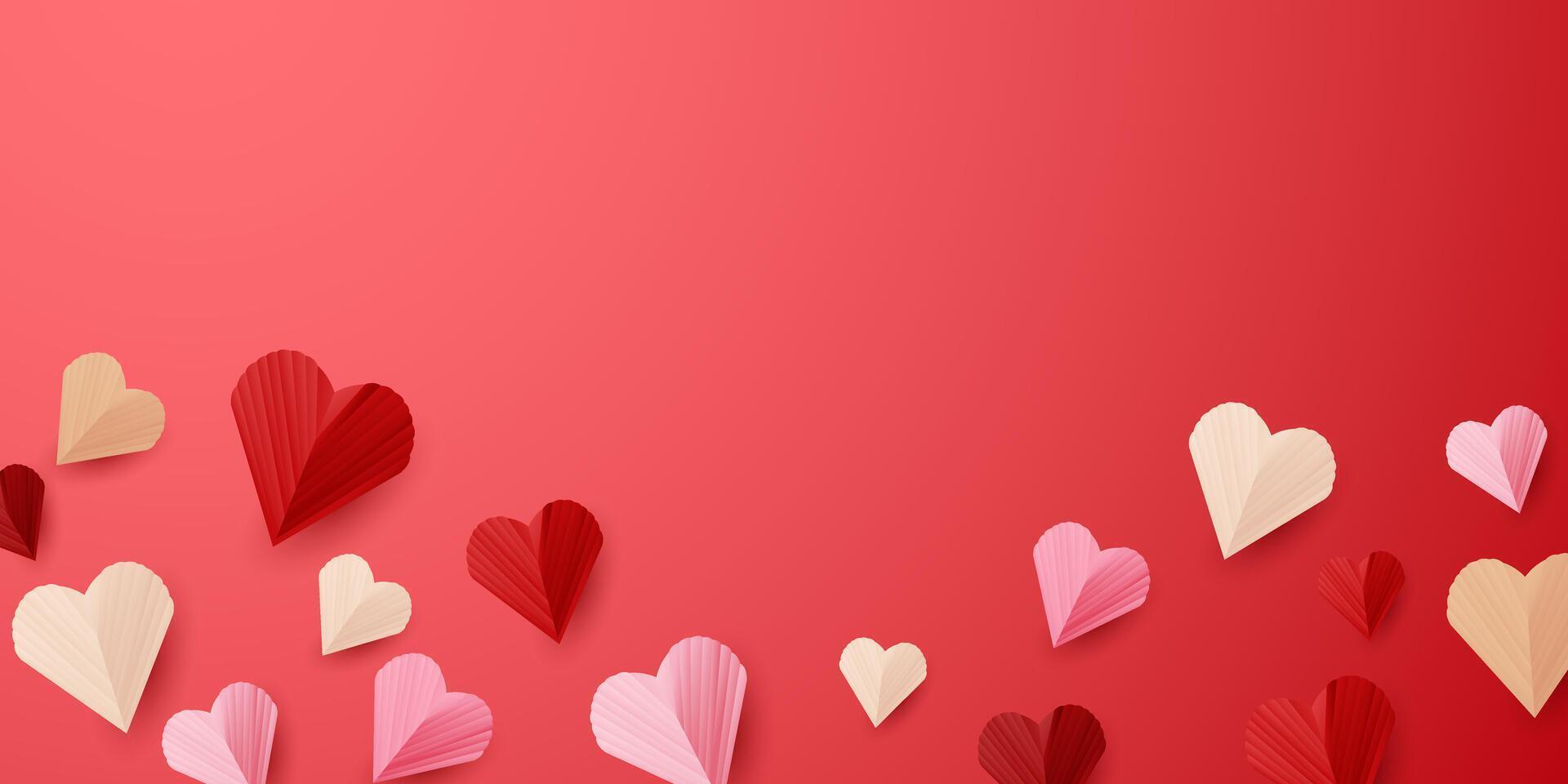contento San Valentín día póster o vale diseño. con corazón globos en un hermosa fondo, vector ilustración