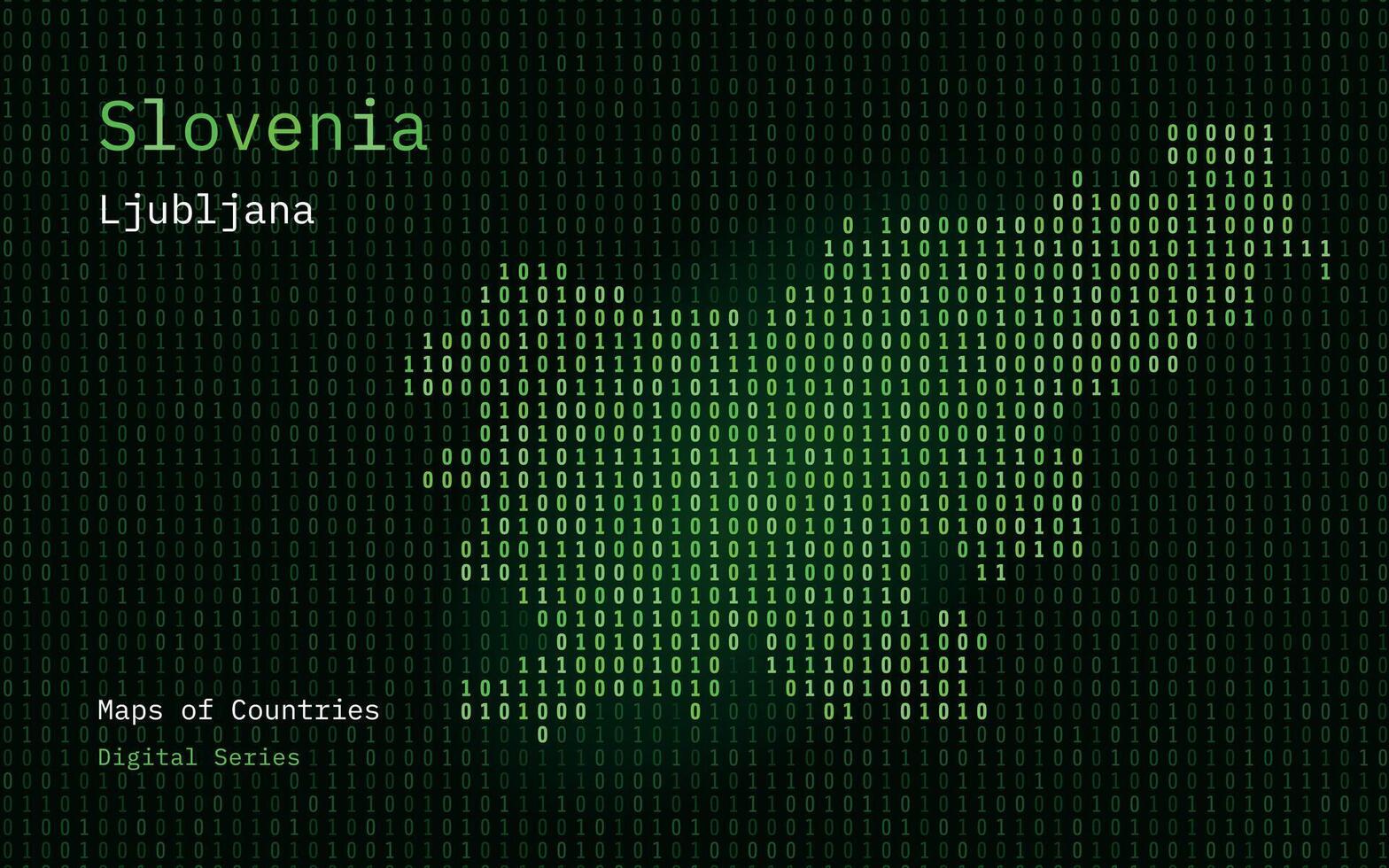 Eslovenia mapa mostrado en binario código modelo. matriz números, cero, uno. mundo países vector mapas digital serie