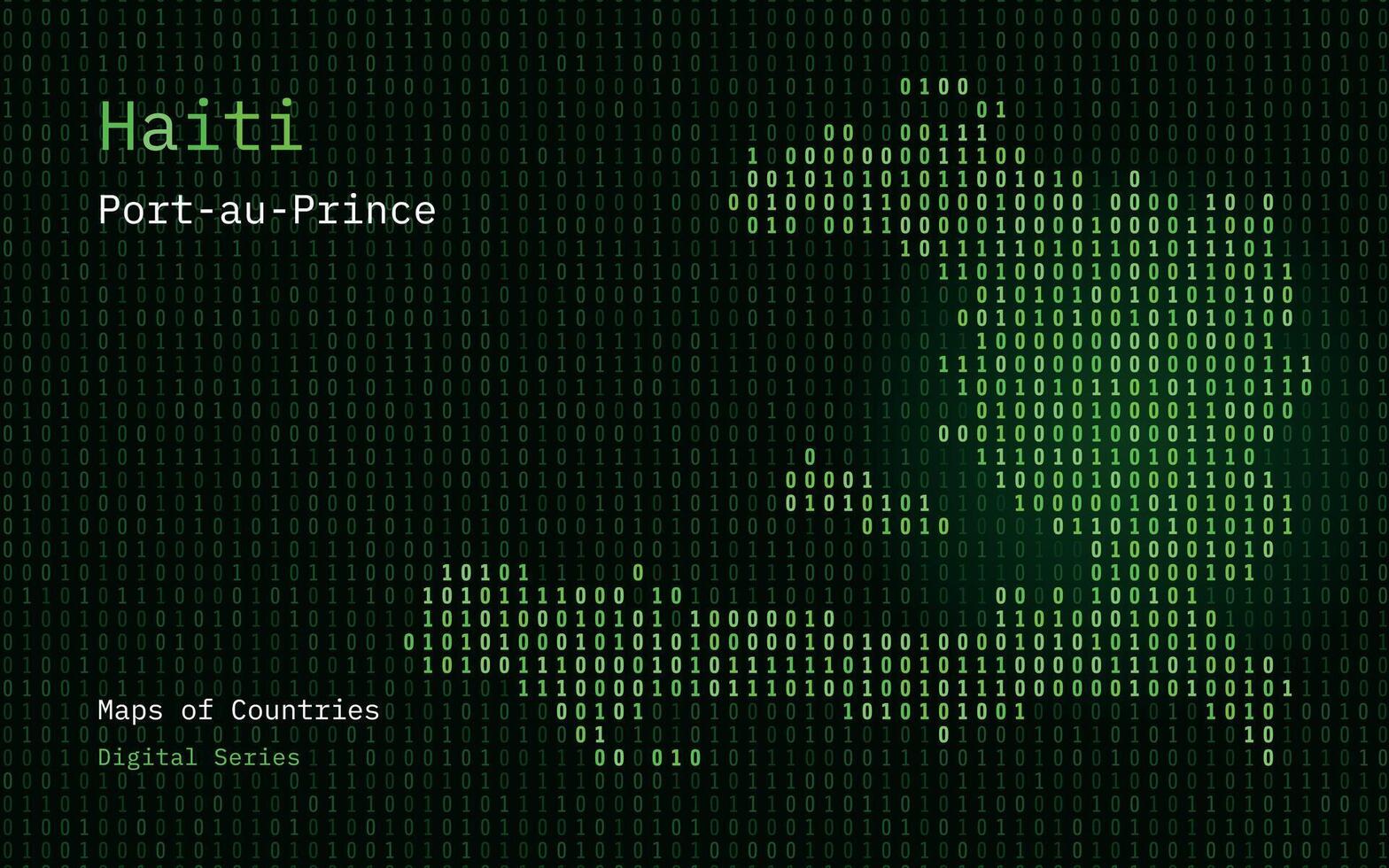 Haití mapa mostrado en binario código modelo. matriz números, cero, uno. mundo países vector mapas digital serie