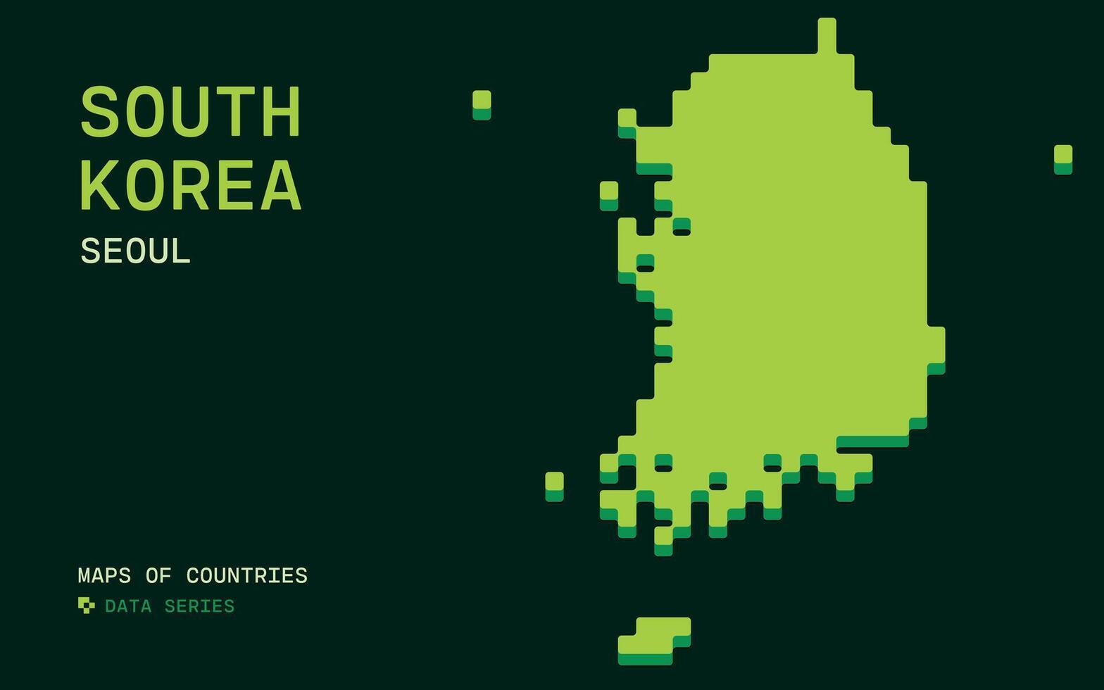 South Korea Map Shown in Pixel  Data Pattern. Icloud Countries Set vector