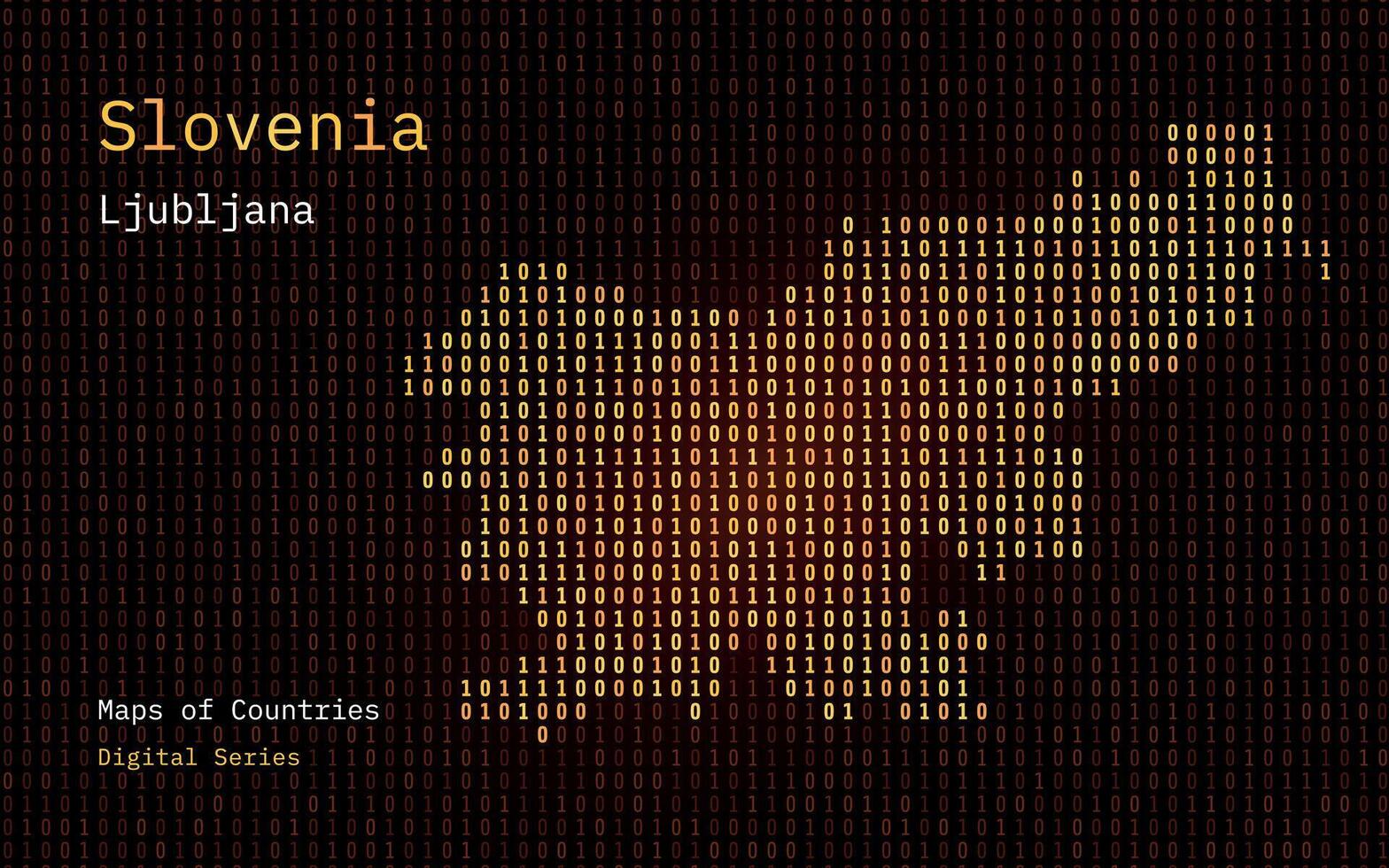Eslovenia mapa mostrado en binario código modelo. matriz números, cero, uno. mundo países vector mapas digital serie