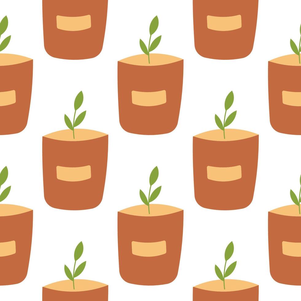 colored simple home plant flower pot pattern vector