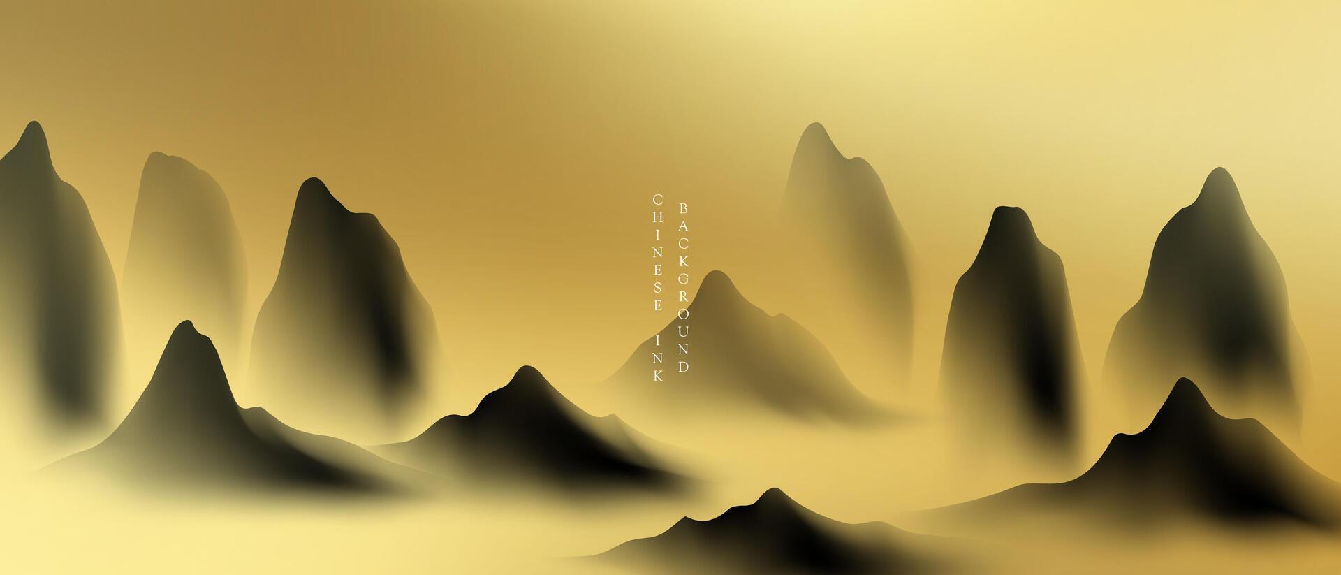 Modern design vector illustration of beautiful Chinese ink landscape painting.