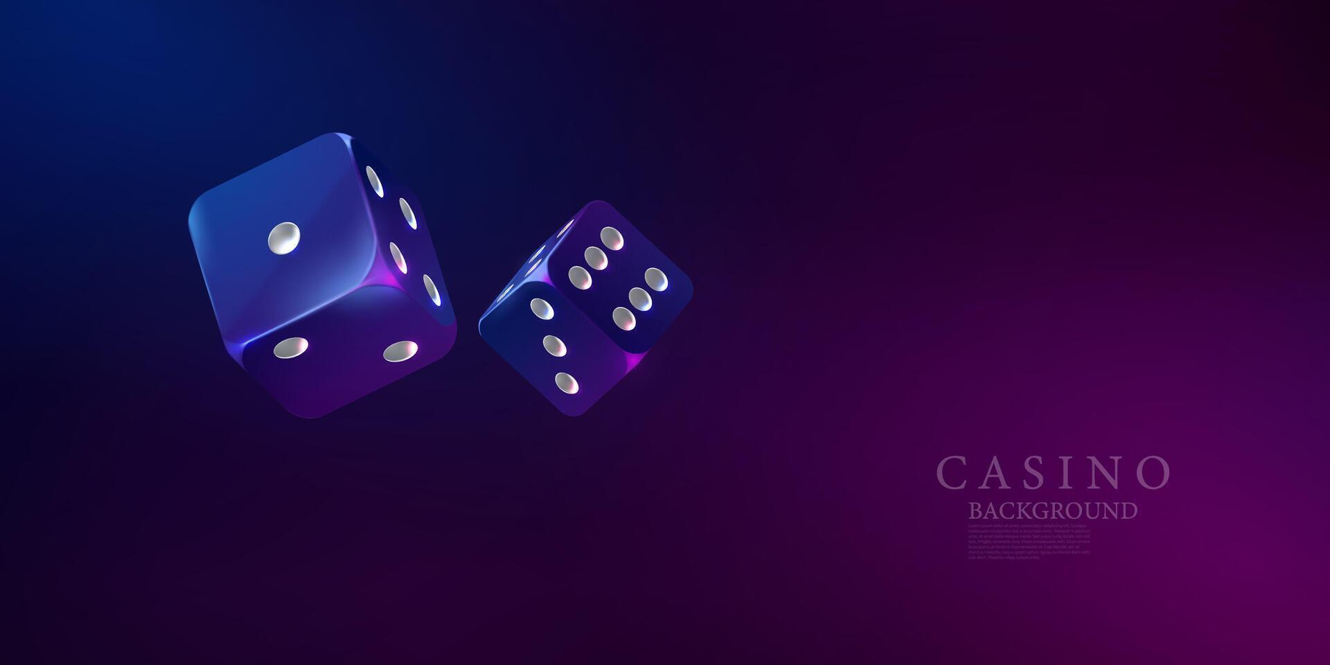 3D casino dice design background on luxury background vector illustration