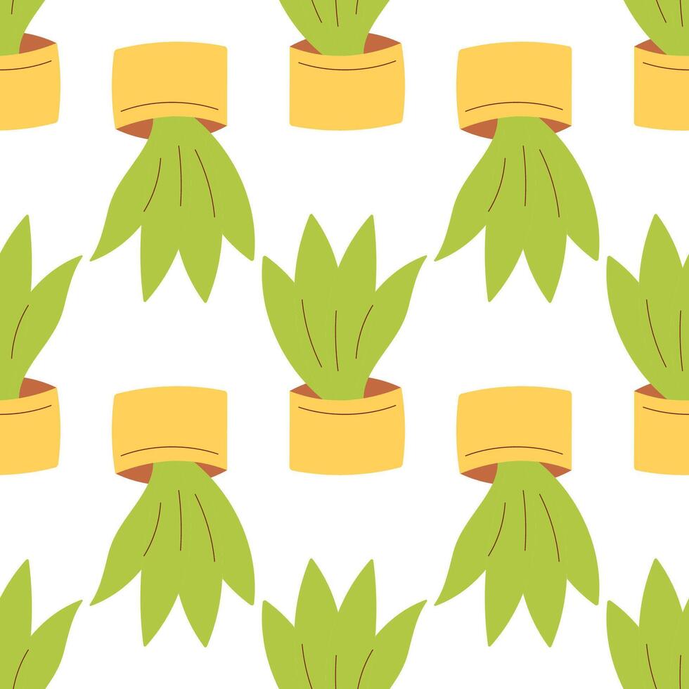 colored simple home plant flower pot pattern vector