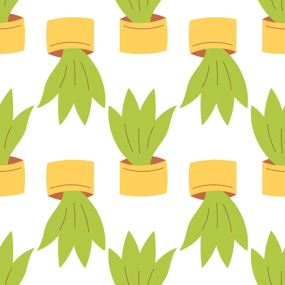 colored simple home plant flower pot pattern vector