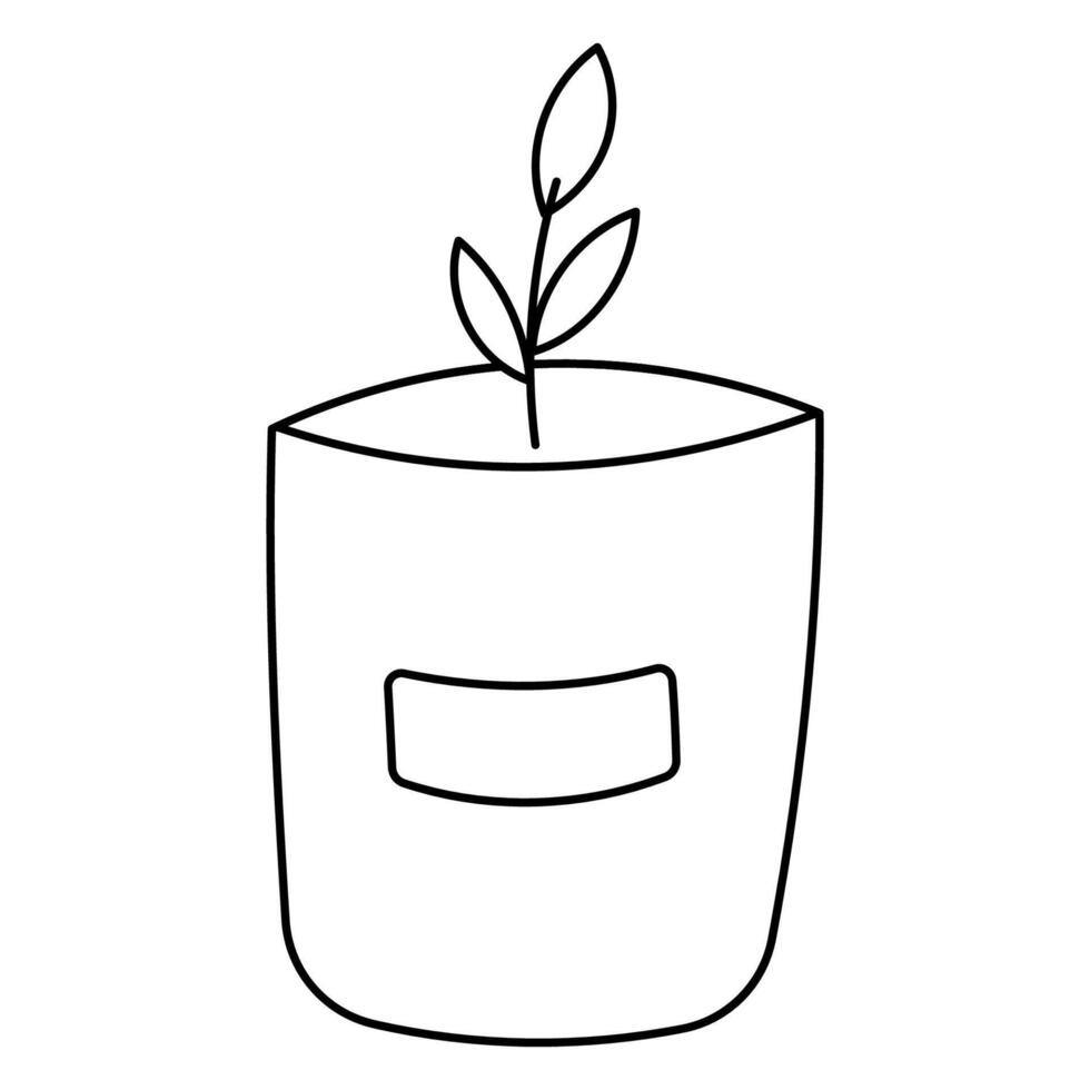 line simple home plant flower pot element vector