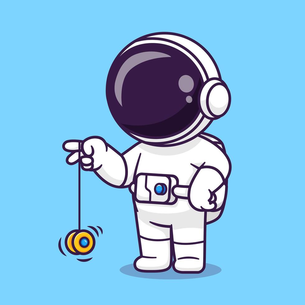 linda astronauta jugando yoyó dibujos animados vector icono ilustración. Ciencias deporte icono concepto aislado prima vector. plano dibujos animados estilo