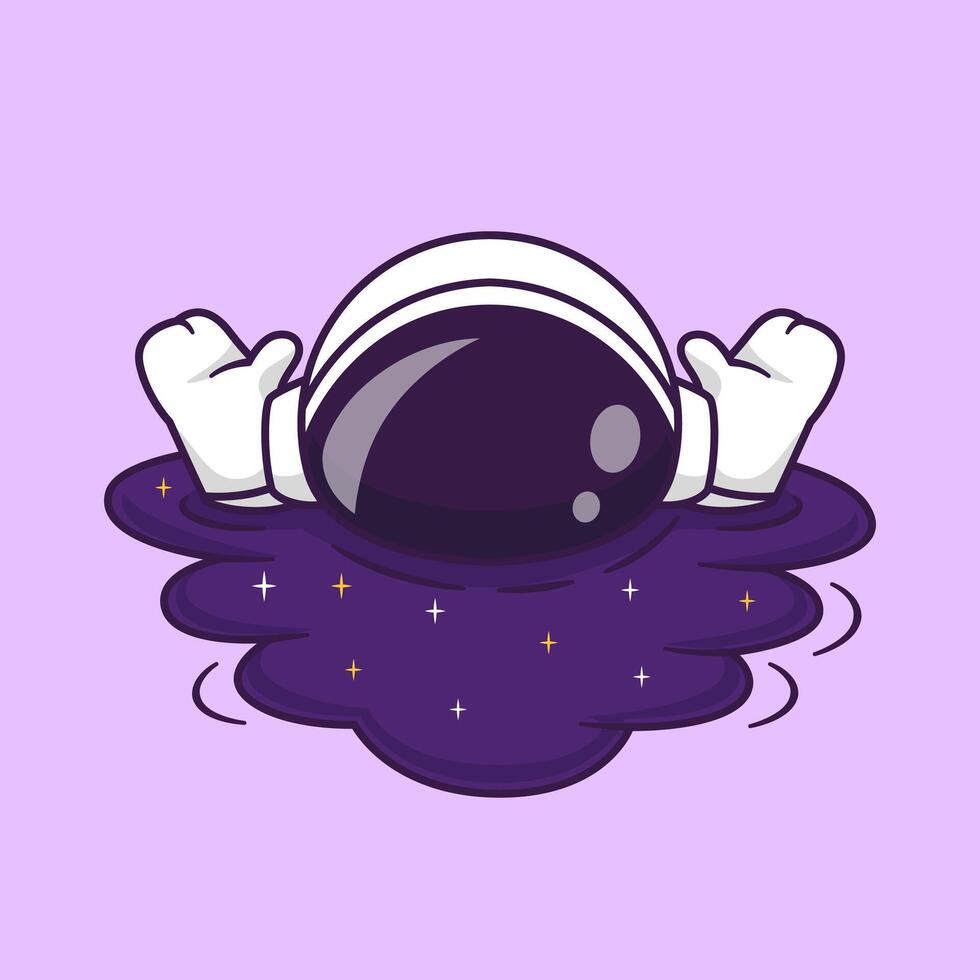 Cute Astronaut Drowning In Space Cartoon Vector Icon Illustration. Science Technology Icon Concept Isolated Premium Vector. Flat Cartoon Style