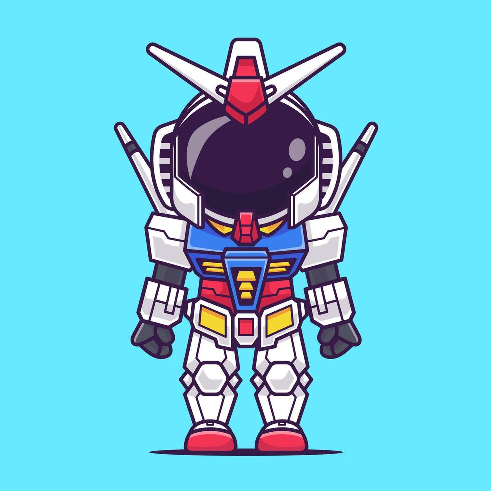 Cute Astronaut Robot Cartoon Vector Icon Illustration. Science Technology Icon Concept Isolated Premium Vector. Flat Cartoon Style