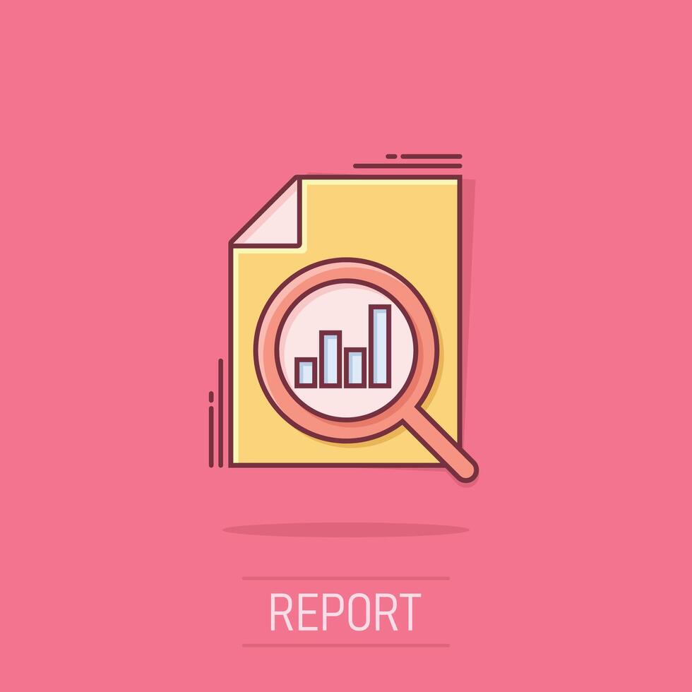 Financial statement icon in comic style. Result cartoon vector illustration on isolated background. Report splash effect business concept.