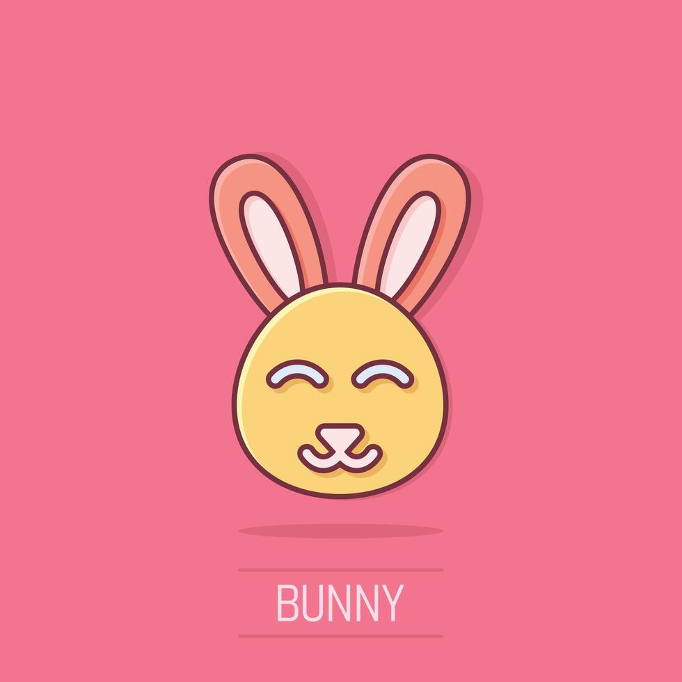 Rabbit icon in comic style. Bunny cartoon vector illustration on isolated background. Happy easter splash effect business concept.