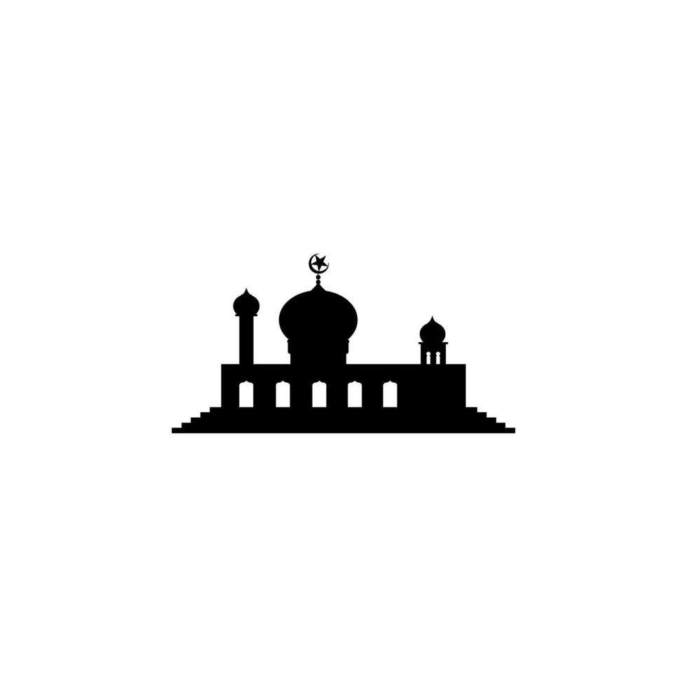 Mosque Silhouette, Flat Style. can use for Art Illustration, Decoration, Wallpaper, Background, Apps, Website, Logo Gram, Pictogram, Greeting Card or for Graphic Design Element. Vector Illustration