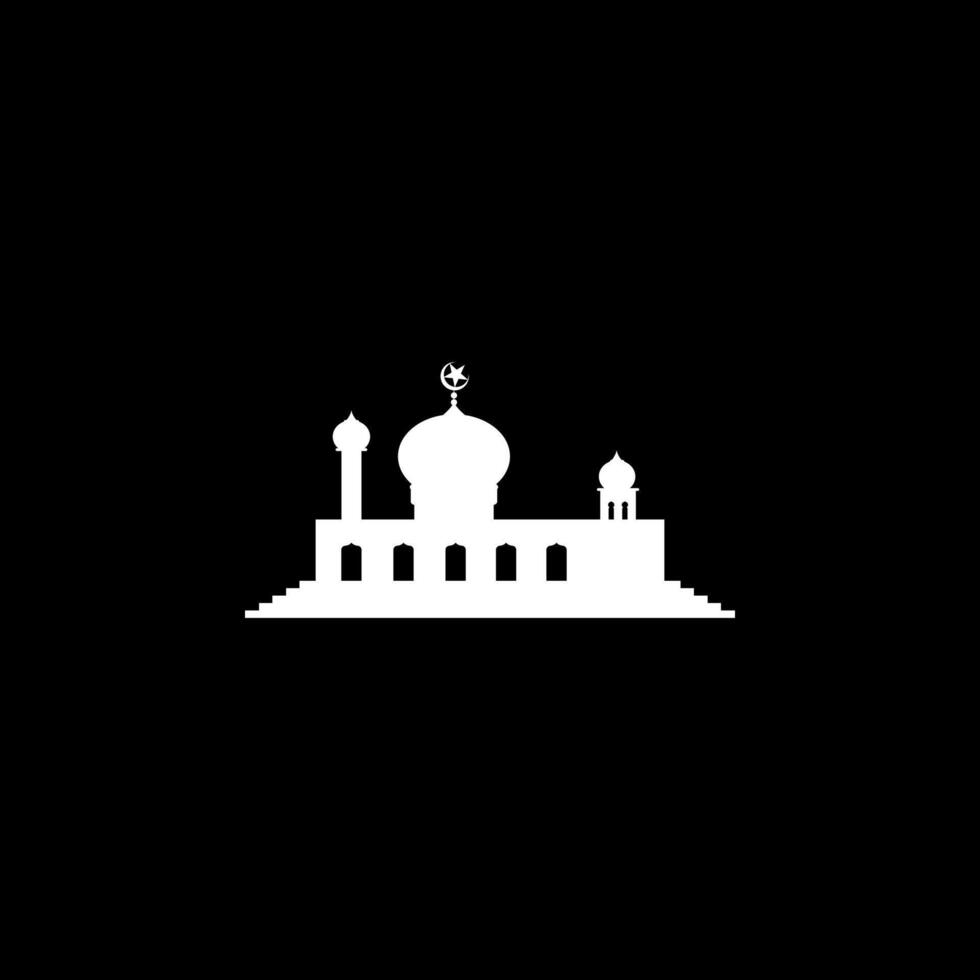 Mosque Silhouette, Flat Style. can use for Art Illustration, Decoration, Wallpaper, Background, Apps, Website, Logo Gram, Pictogram, Greeting Card or for Graphic Design Element. Vector Illustration