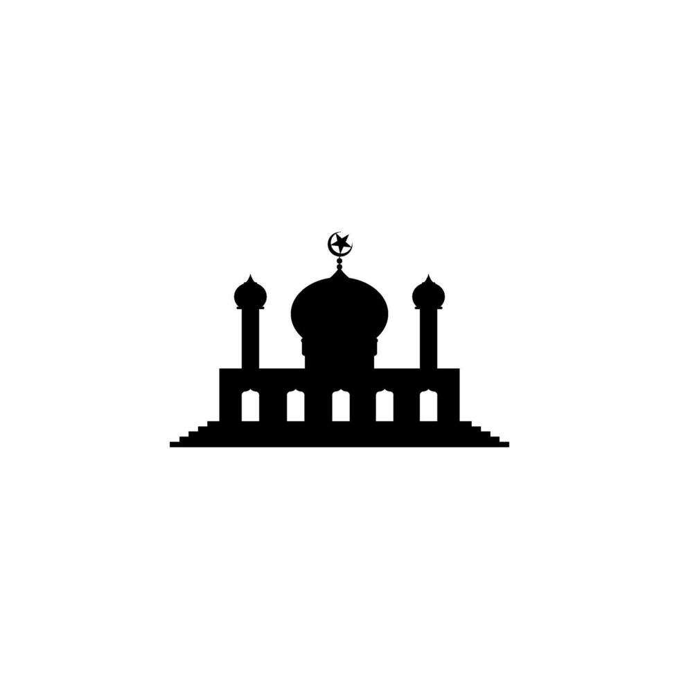 Mosque Silhouette, Flat Style. can use for Art Illustration, Decoration, Wallpaper, Background, Apps, Website, Logo Gram, Pictogram, Greeting Card or for Graphic Design Element. Vector Illustration