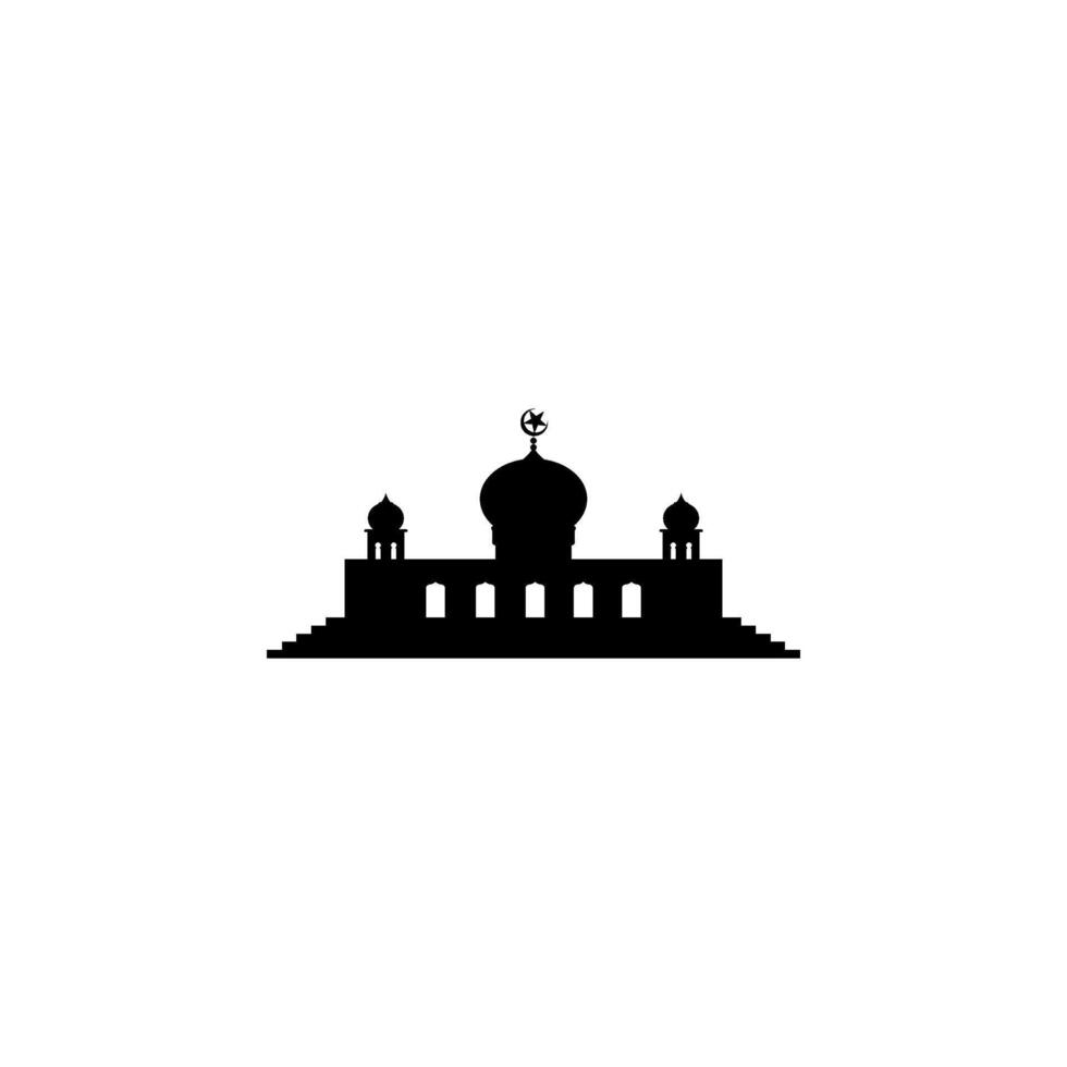 Mosque Silhouette, Flat Style. can use for Art Illustration, Decoration, Wallpaper, Background, Apps, Website, Logo Gram, Pictogram, Greeting Card or for Graphic Design Element. Vector Illustration