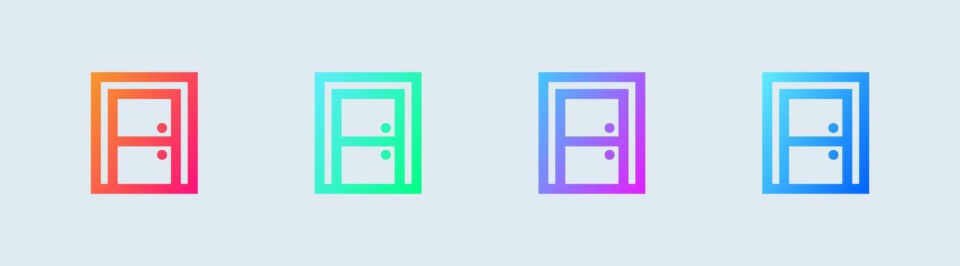 Door line icon in gradient colors. Doorway signs vector illustration.