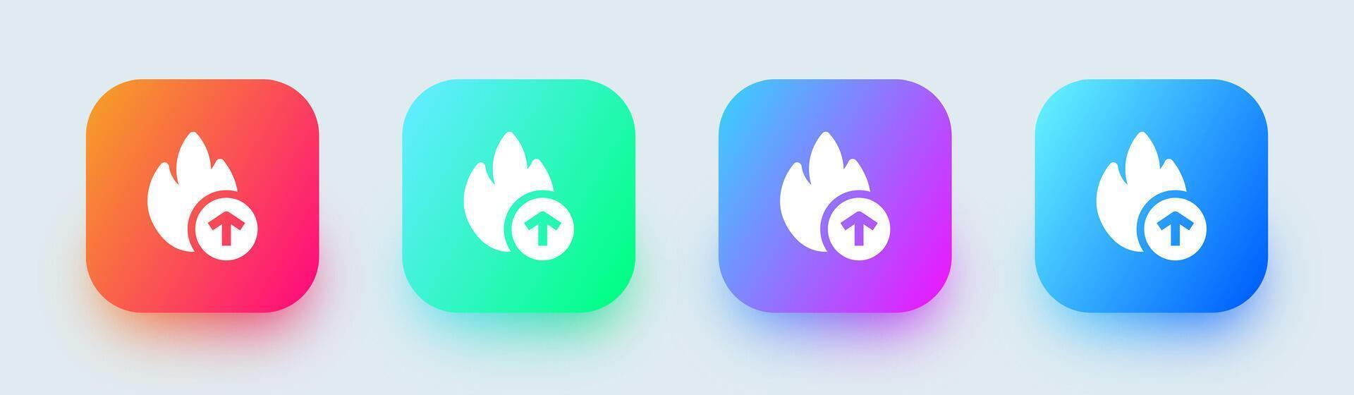 Viral solid icon in square gradient colors. Flames signs vector illustration.