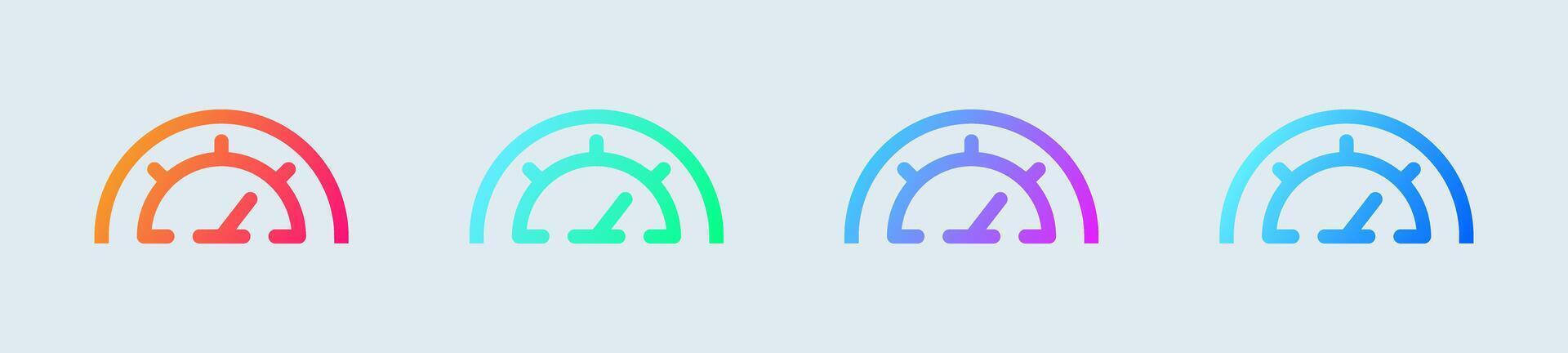 Speedometer line icon in gradient colors. Speed indicator signs vector illustration.