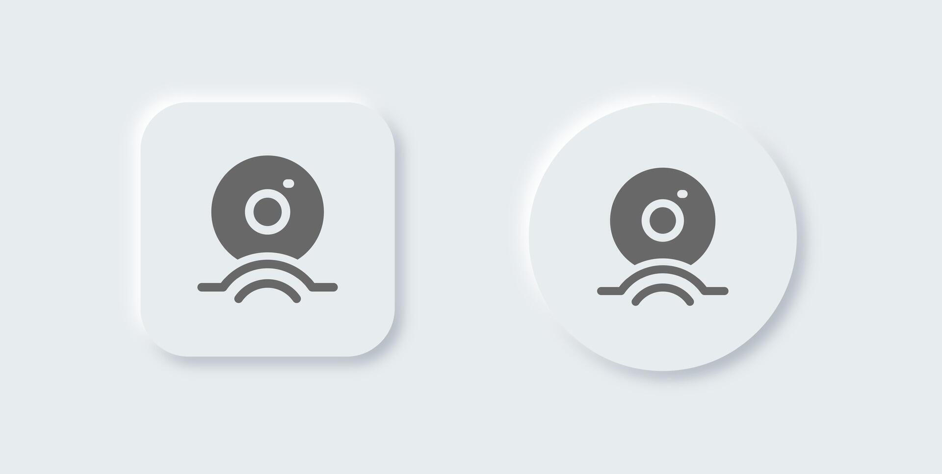 Webcam solid icon in neomorphic design style. Camera signs vector illustration.