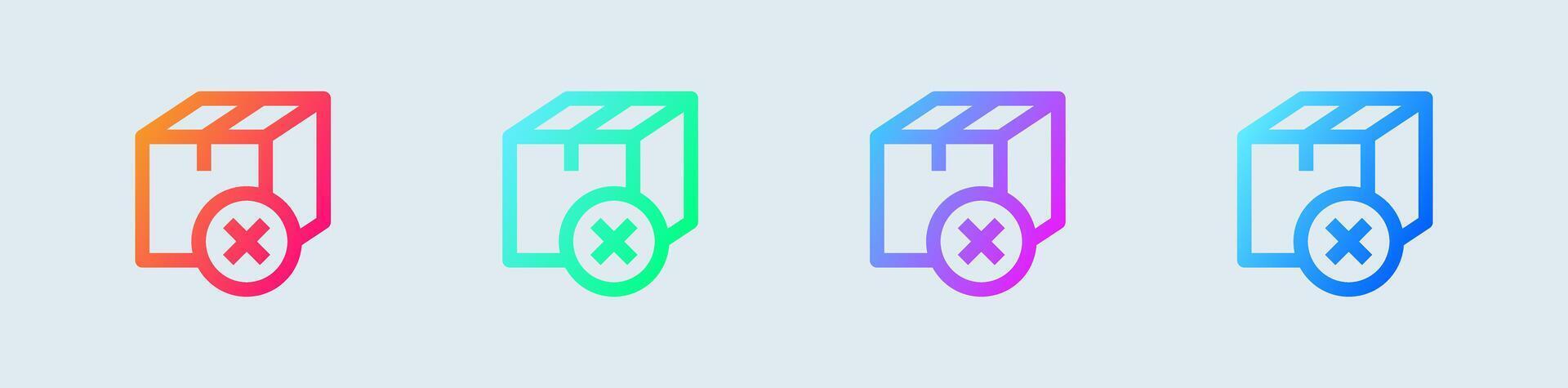 Cancel package line icon in gradient colors. Delivery signs vector illustration.