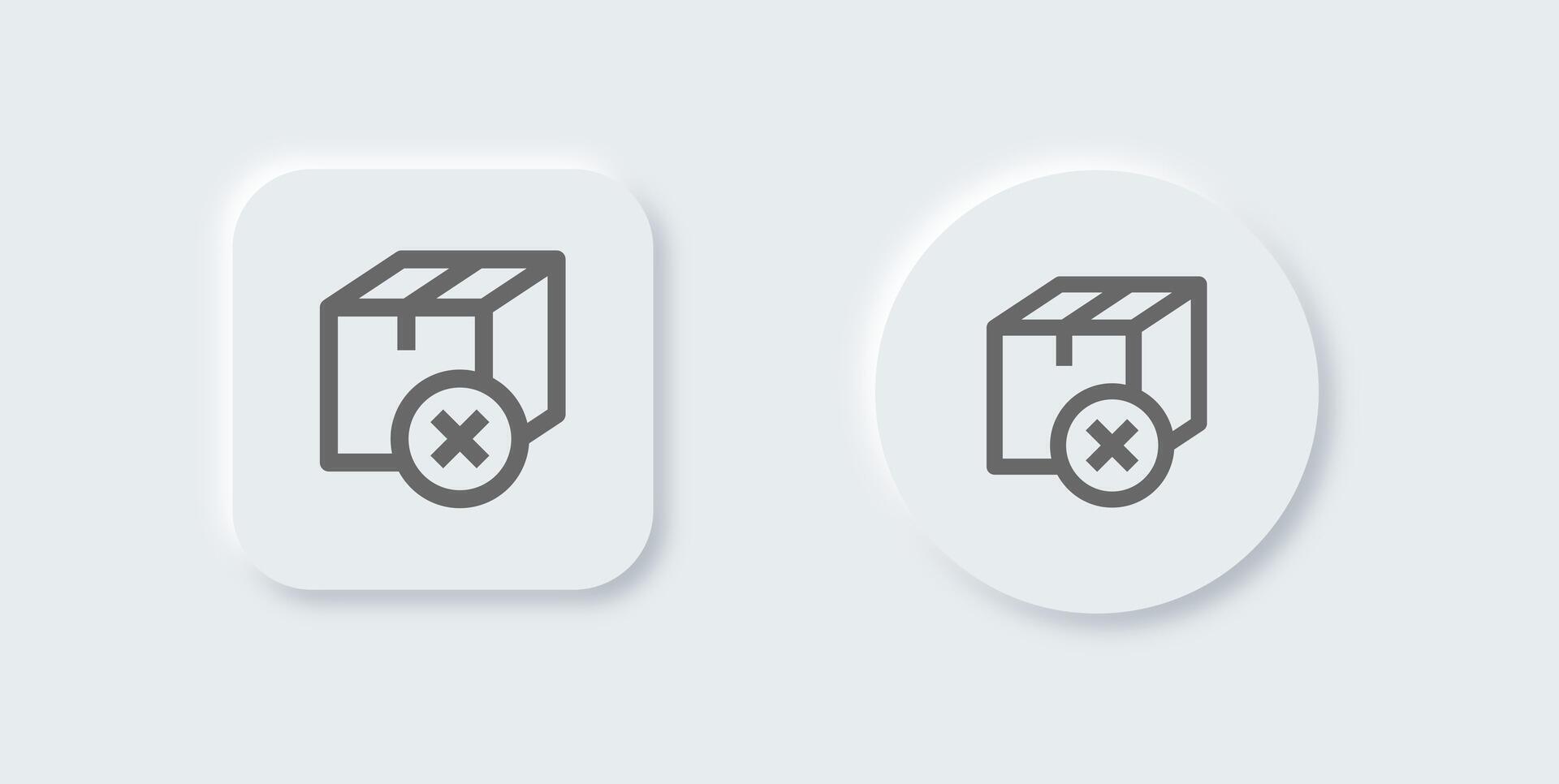 Cancel package line icon in neomorphic design style. Delivery signs vector illustration.