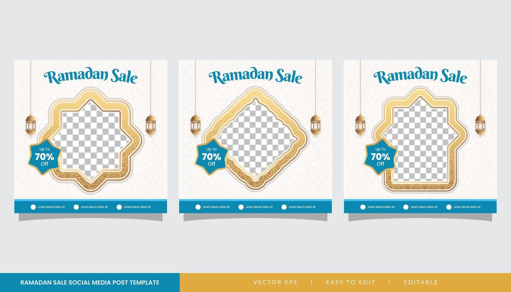 ramadan sale social media post template banner advertising with white clean background and copy space vector