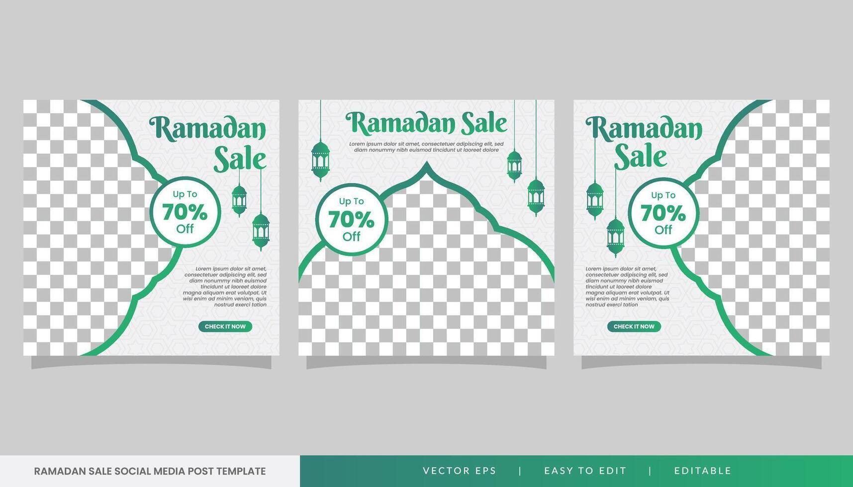 conjunto de islámico Ramadán rebaja bandera, social medios de comunicación enviar modelo vector