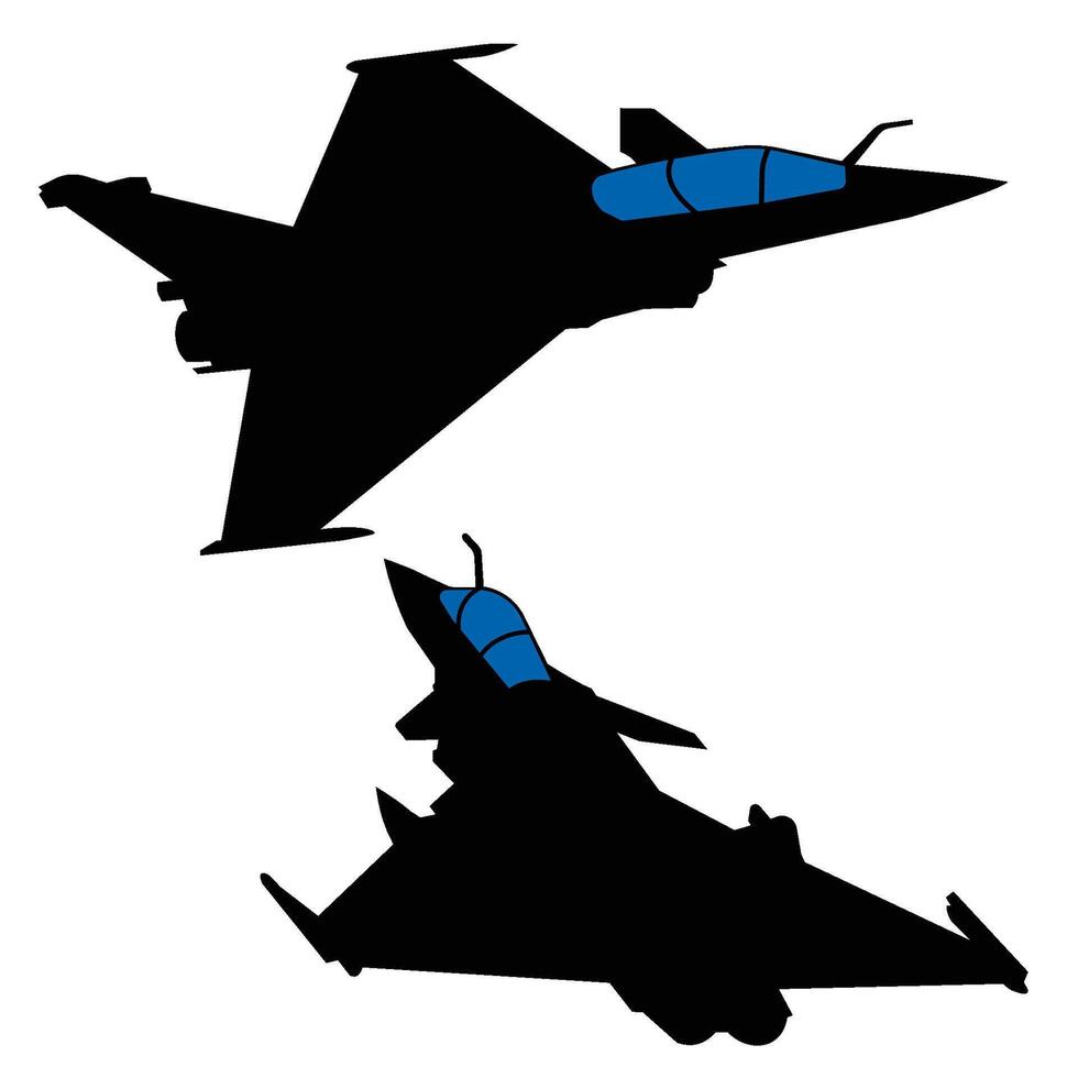 rafale jet fighter silhouette set collection vector