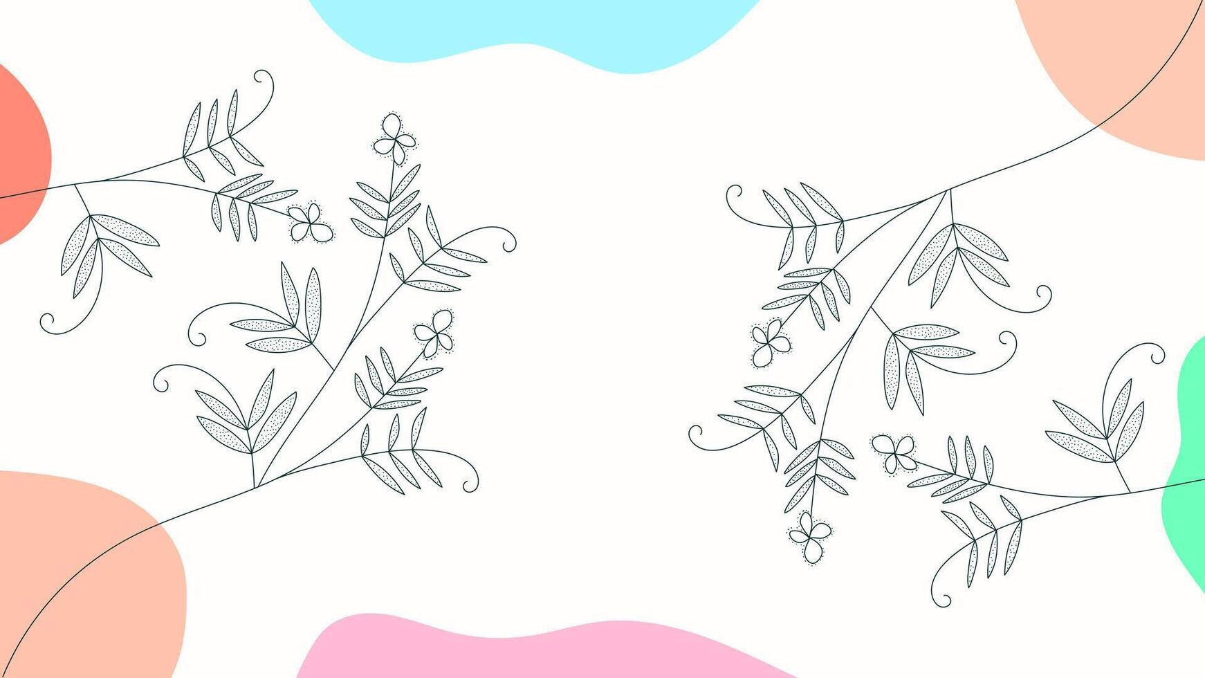 resumen estético antecedentes mano dibujado orgánico forma con hoja planta ornamento pastel plano color diseño vector modelo para fondo de pantalla, cubrir, póster