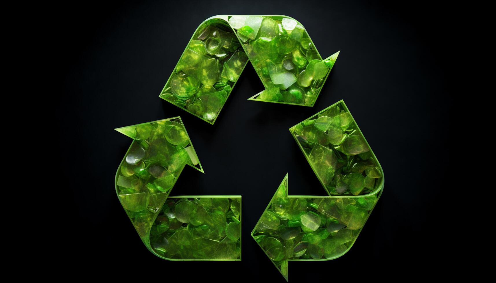 AI generated Recycle sign. Green triangular eco recycle concept photo