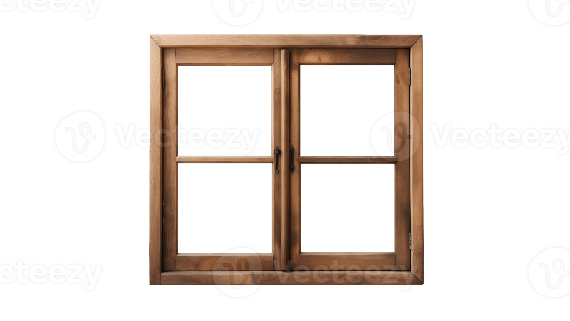 AI generated Wooden window cut out. Retro window on transparent