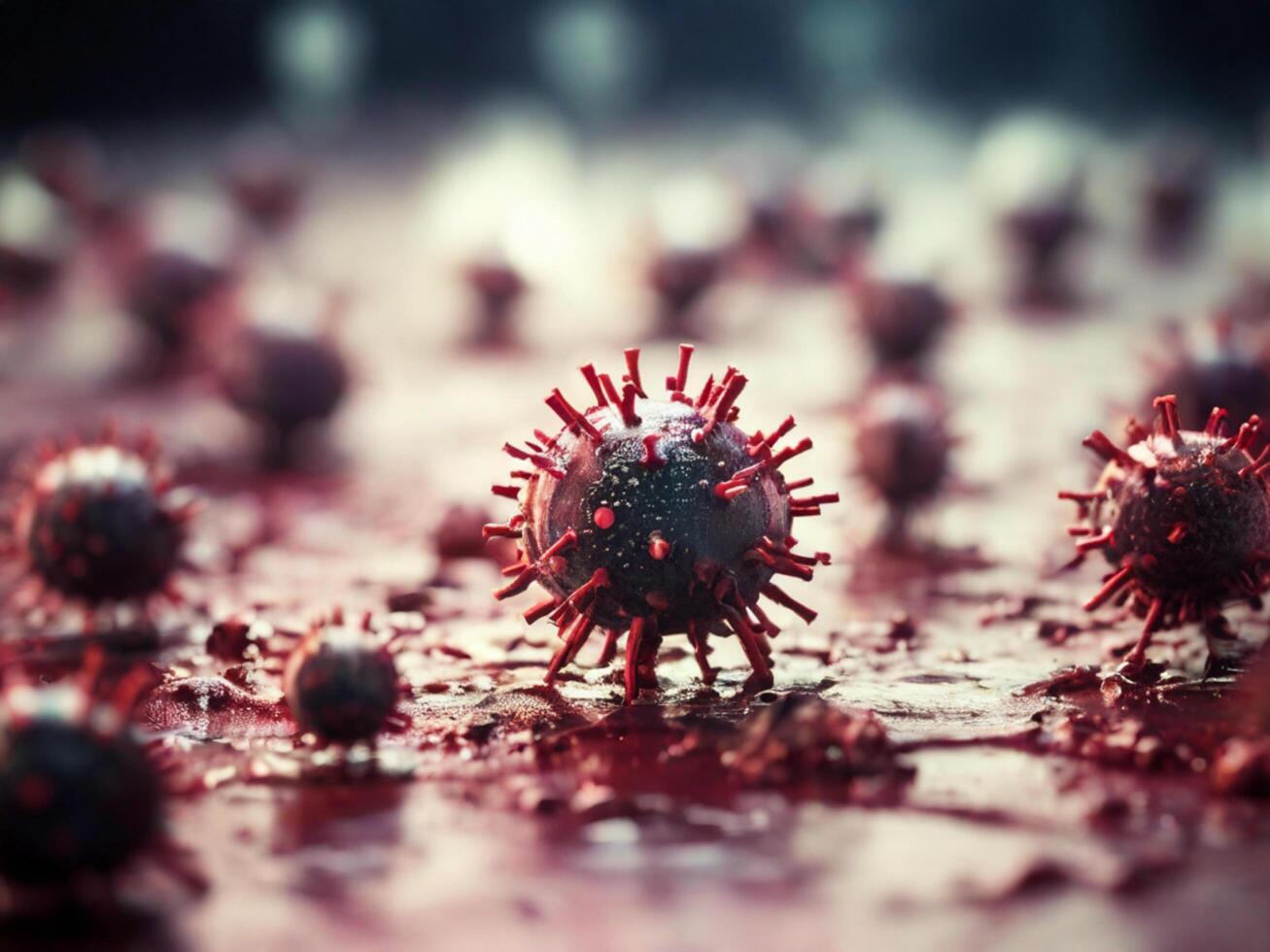 AI generated Virus infected by virus. Background with selective focus and copy space photo