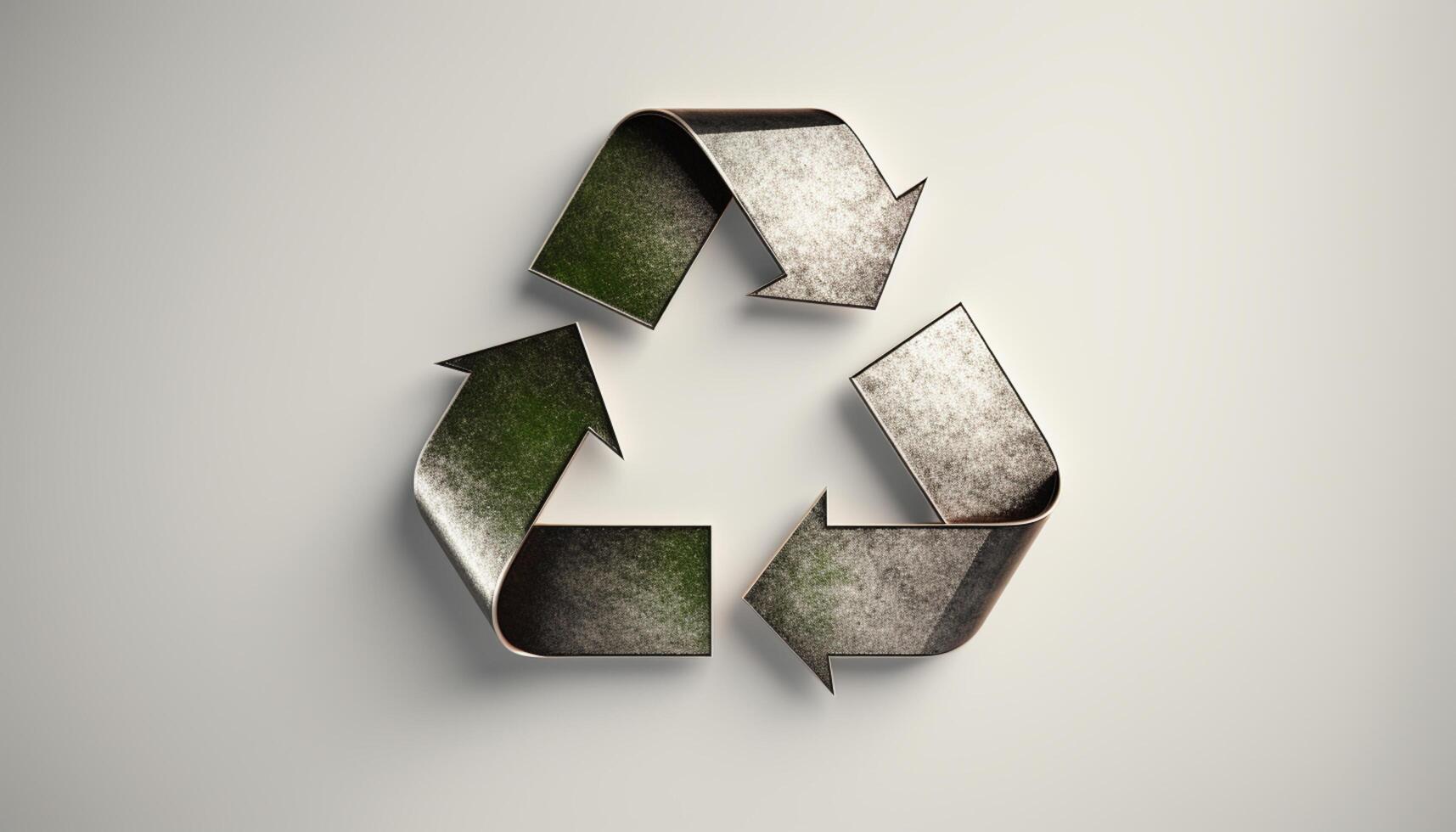 AI generated Recycle sign. Green triangular eco recycle concept photo