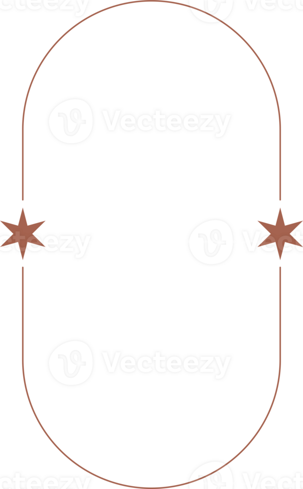 esthetisch kader met sterren. minimaal schets vorm geven aan. y2k abstract boog en grens met schittert. kosmisch retro meetkundig icoon png