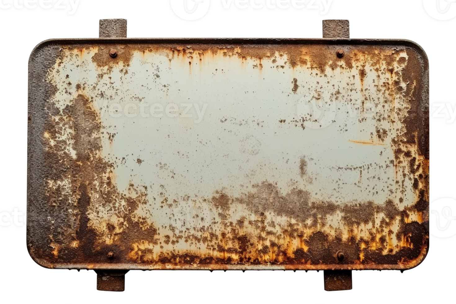 AI generated Old rusty metal sign with blank space isolated on transparent background, png