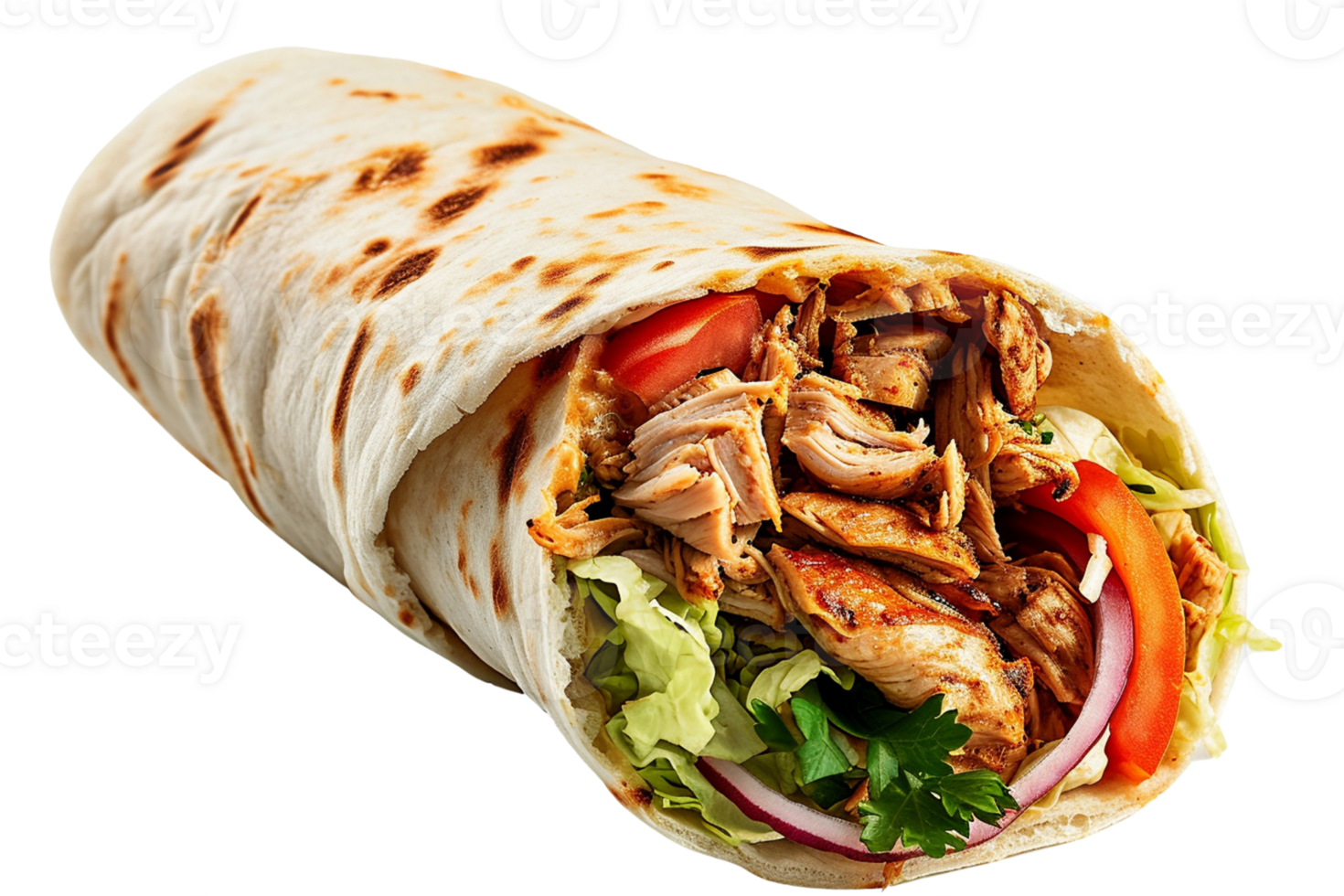 ai genererad kyckling shawarma slå in isolerat på transparent bakgrund png