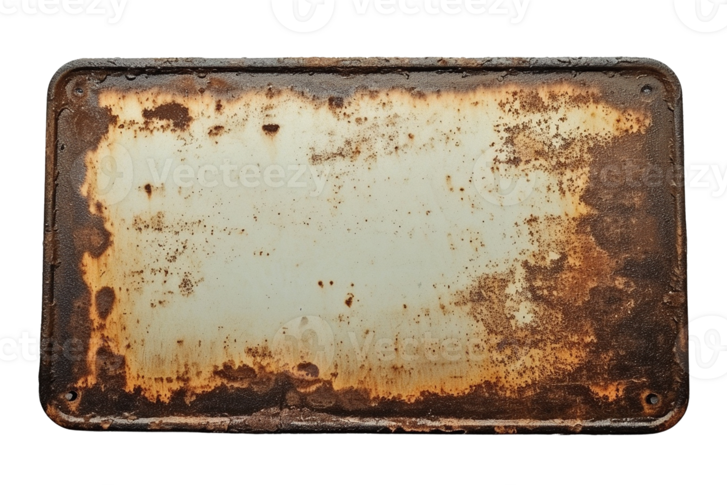 AI generated Old rusty metal sign with blank space isolated on transparent background, png