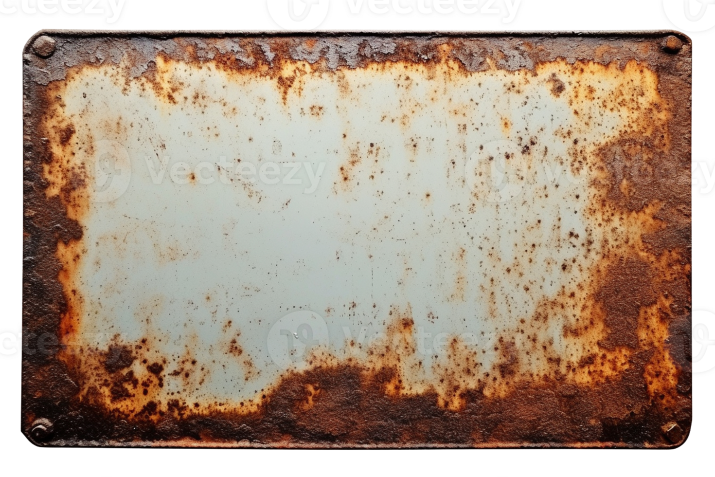 AI generated Old rusty metal sign with blank space isolated on transparent background, png