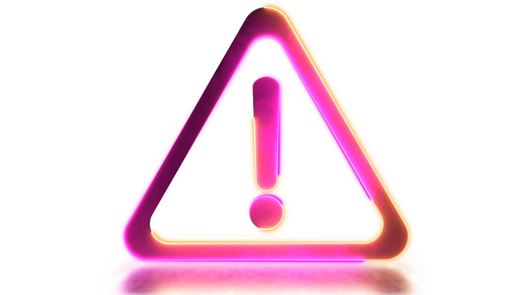 Glowing neon frame effect looping caution warning sign symbol png