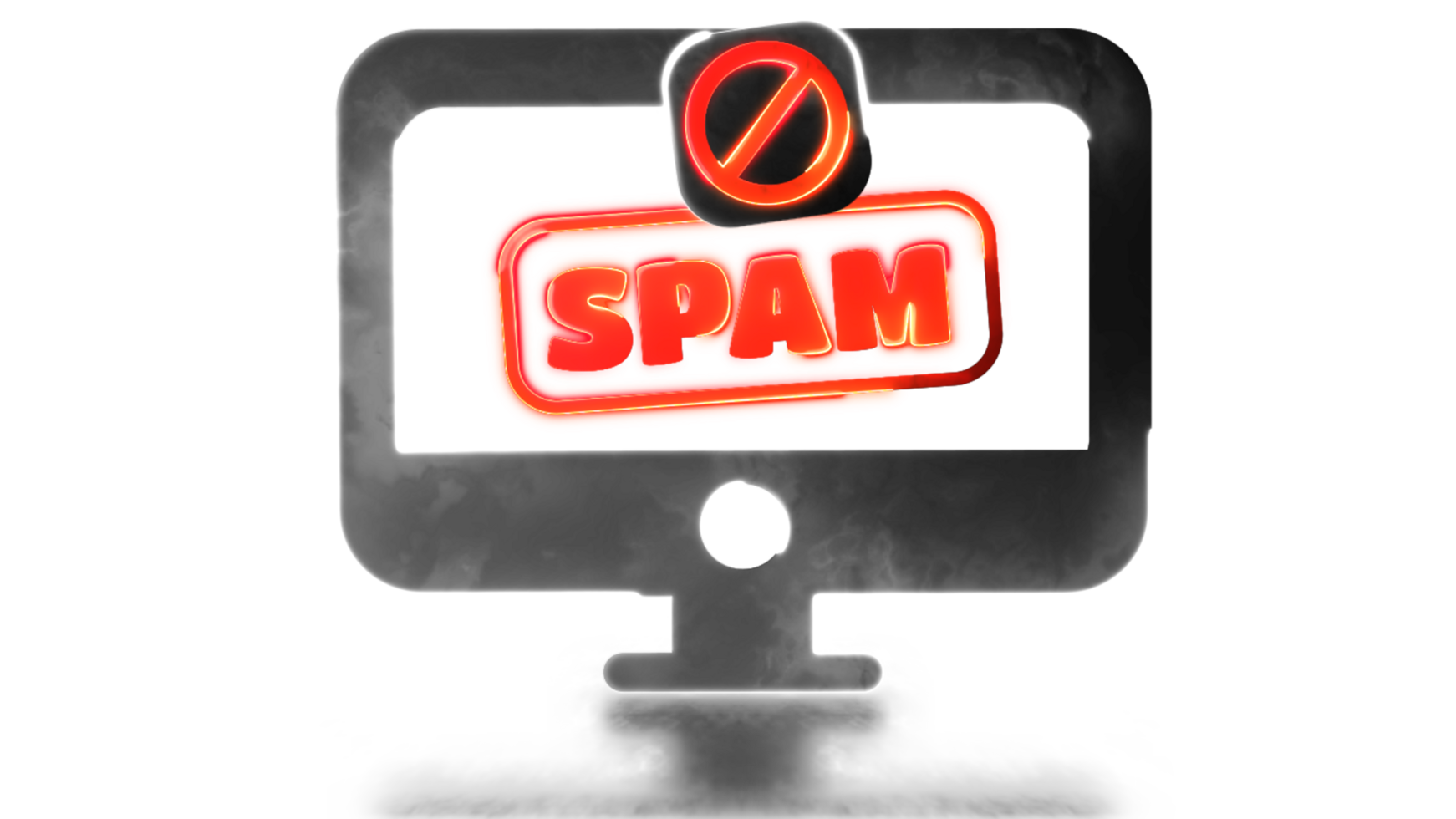 Looping neon glow effect Computer screen icon, beware of spam, scammers png