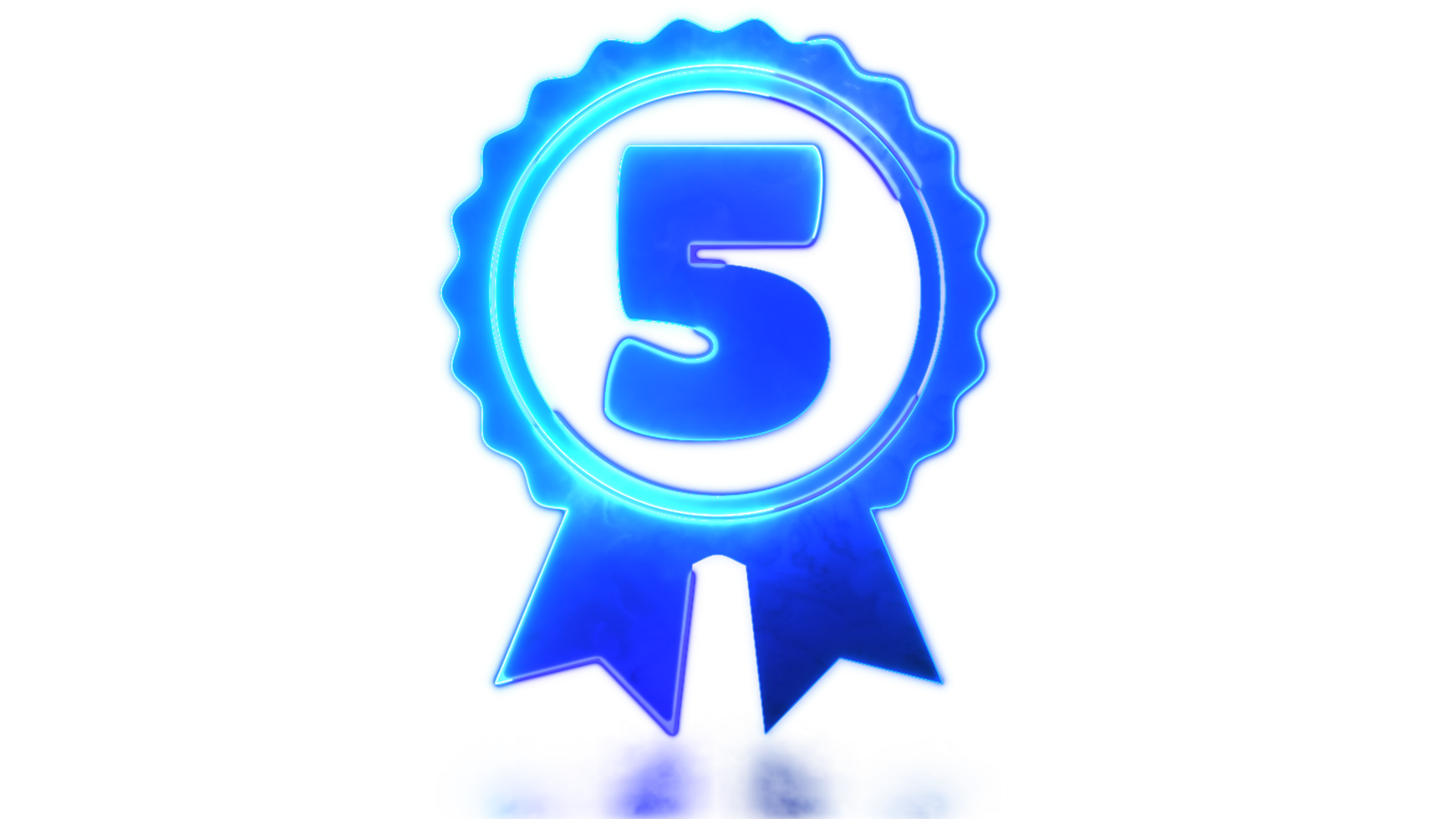 Looping neon glow effect Quality award level 5 icon png