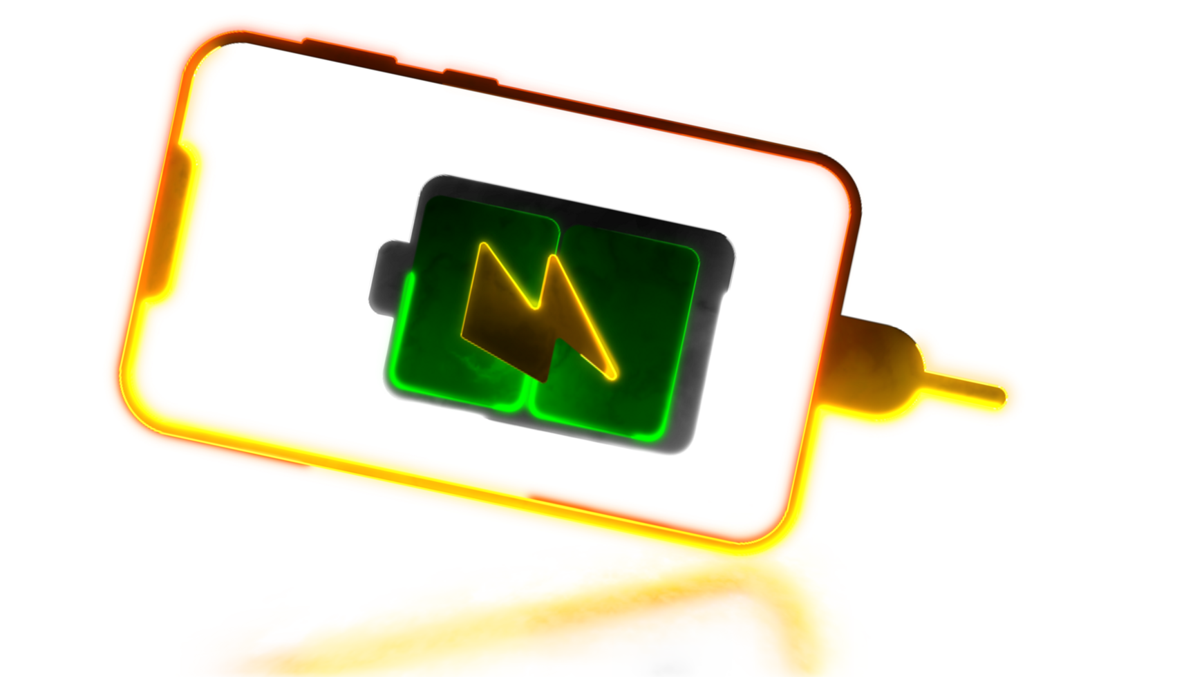 Looping neon glow effect Battery charger and phone icon png