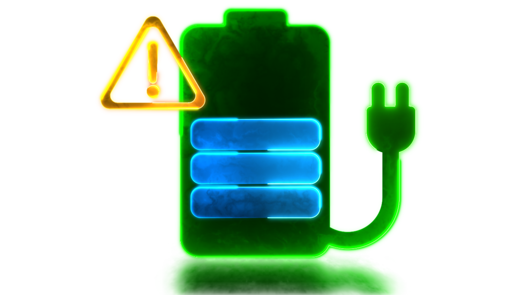 Looping neon glow effect battery charging icon Low battery warning png