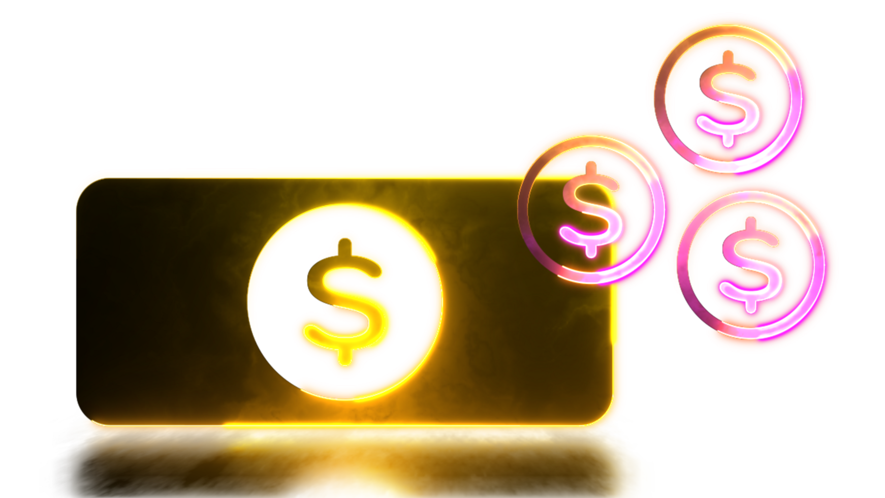 Looping neon glow effect Financial banknotes and coins icons png